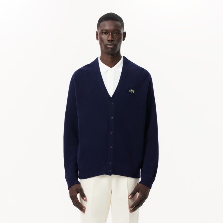кардиган мужской шерстяной кардиган lacoste свободного кроя - одежда lacoste 