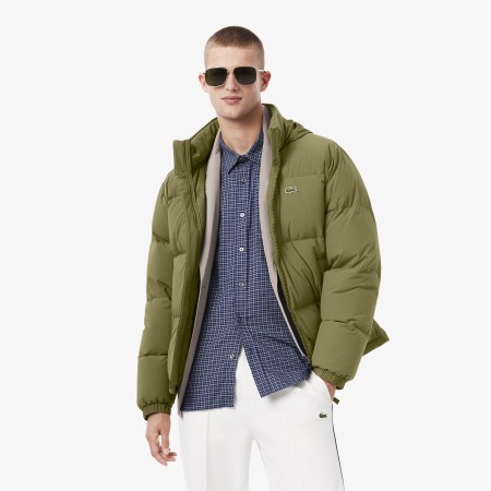 куртка водоотталкивающая пуховая куртка lacoste с капюшоном - одежда, обувь и аксессуары хаки 