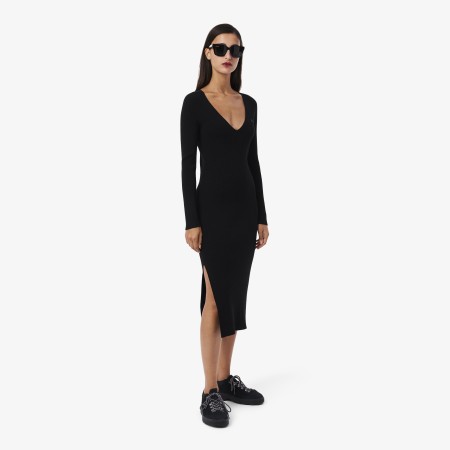 платье длинное бесшовное платье lacoste с боковым вырезом и длинным рукавом - одежда, обувь и аксессуары для всех возрастов lacoste 