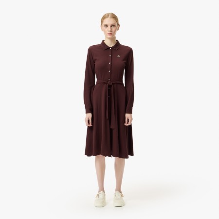 платье длинное платье-поло lacoste с длинным рукавом - одежда, обувь и аксессуары французская по распродаже