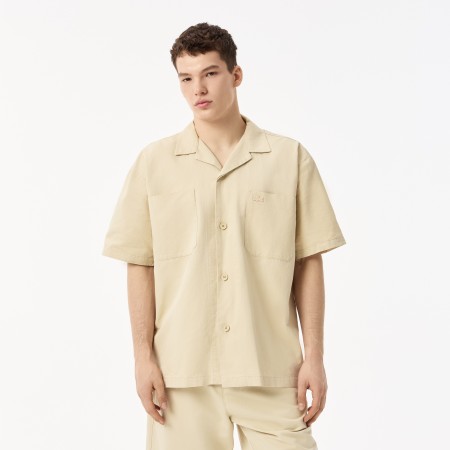 рубашка мужская рубашка lacoste из смеси хлопка и льна - мужские рубашки французские 
