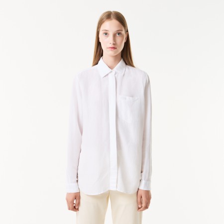 рубашка женская легкая рубашка lacoste из льна - одежда, обувь и аксессуары для всех возрастов lacoste 
