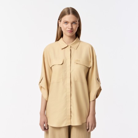 рубашка женская рубашка lacoste из тенселя - одежда, обувь и аксессуары для всех возрастов lacoste 