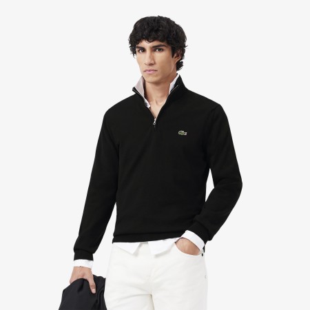 свитер мужской хлопковый свитер lacoste на молнии с высоким воротом фотография