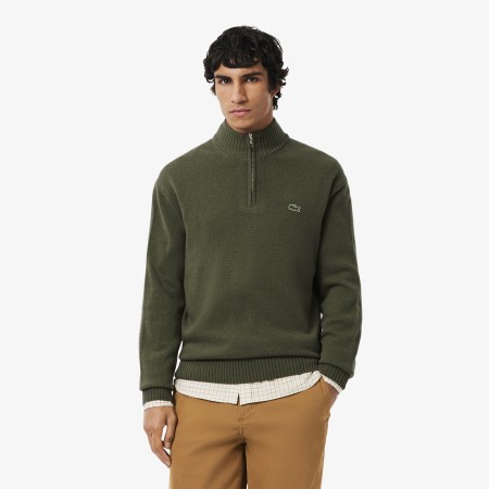 свитер мужской шерстяной свитер lacoste на молнии с высоким воротом фотография