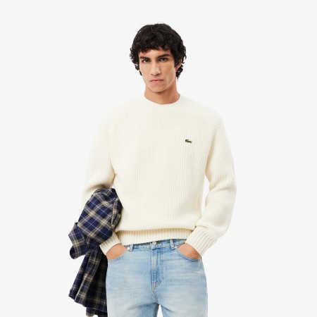 свитер мужской толстый шерстяной свитер lacoste с круглым вырезом фотография