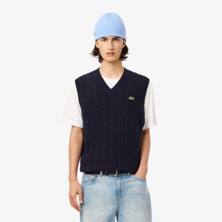 свитер мужской жилет lacoste из овечьей шерсти без рукавов фотография